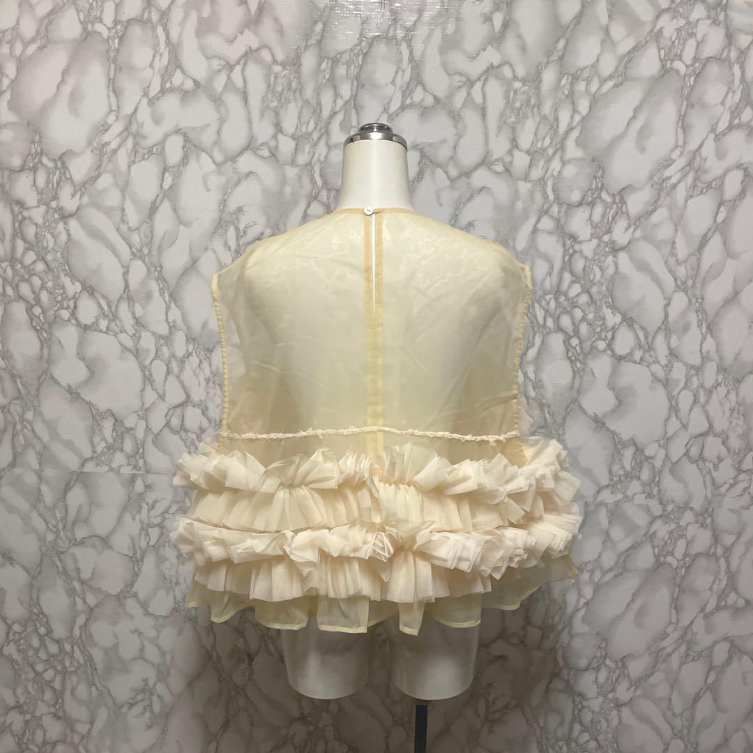 美品　HeRIN.CYE シフォン　メニーギャザーアタッチメントベスト　フリル
