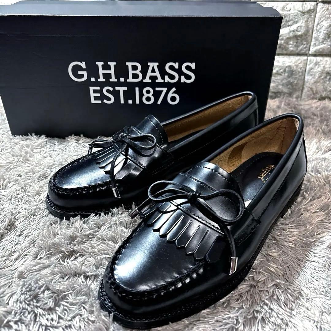 新品❣️G.H.BASS ジーエイチバス レザー フリンジローファー リボン 箱付
