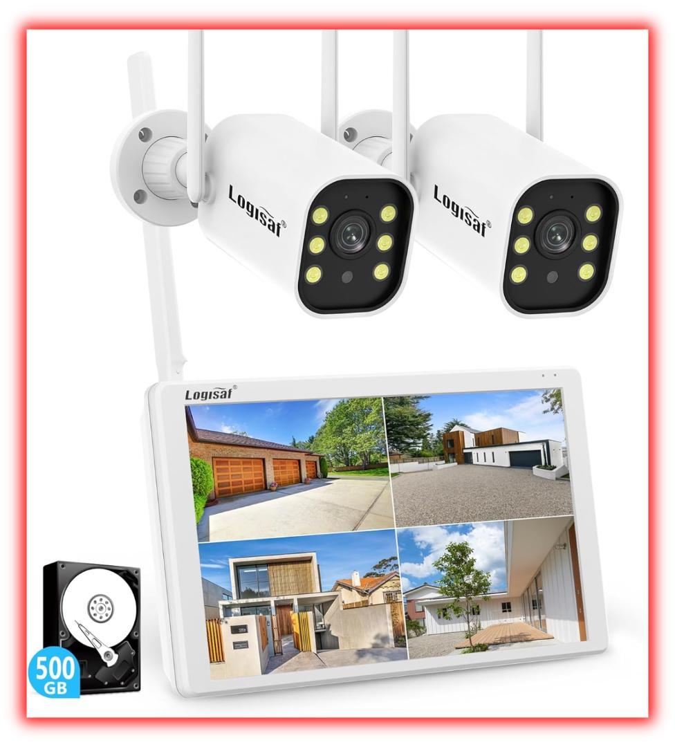 たかな ★最安値★ 防犯カメラ 屋外 2台 モニター付き ワイヤレス 12