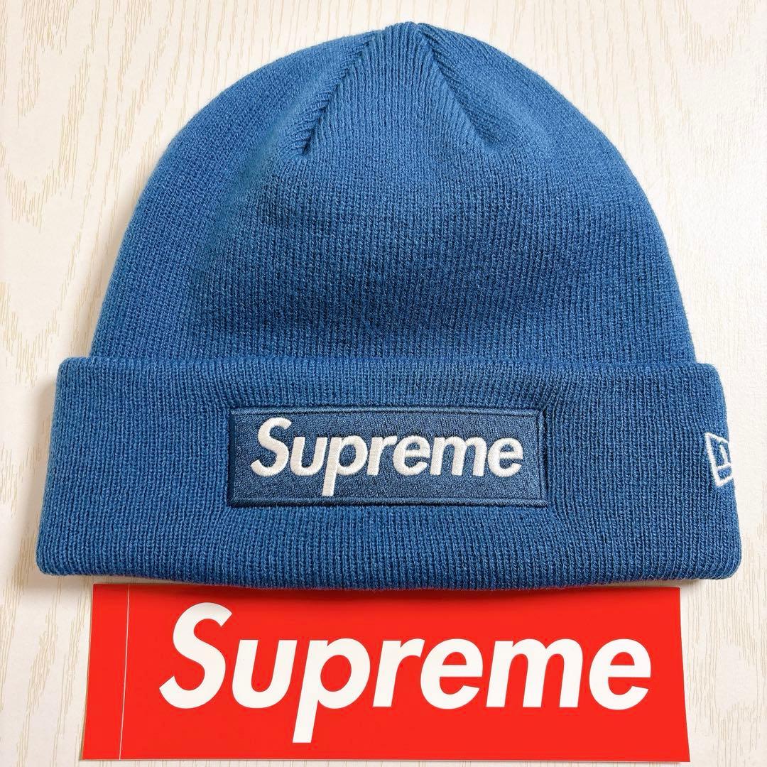 Supreme NEW ERA ニット帽　ビーニー　BOXロゴ　ブルー　水色