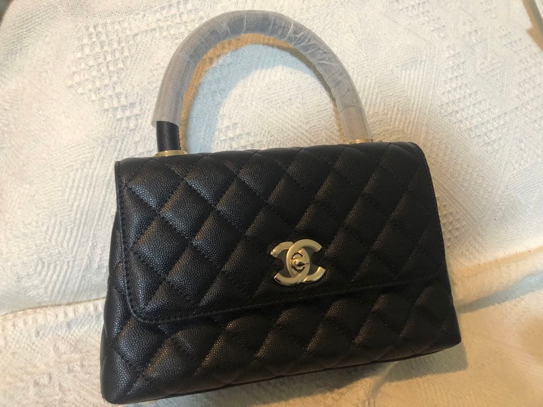 CHANEL ノベルティ キャビアスキン ココハンドル ハンドバッグ 黒