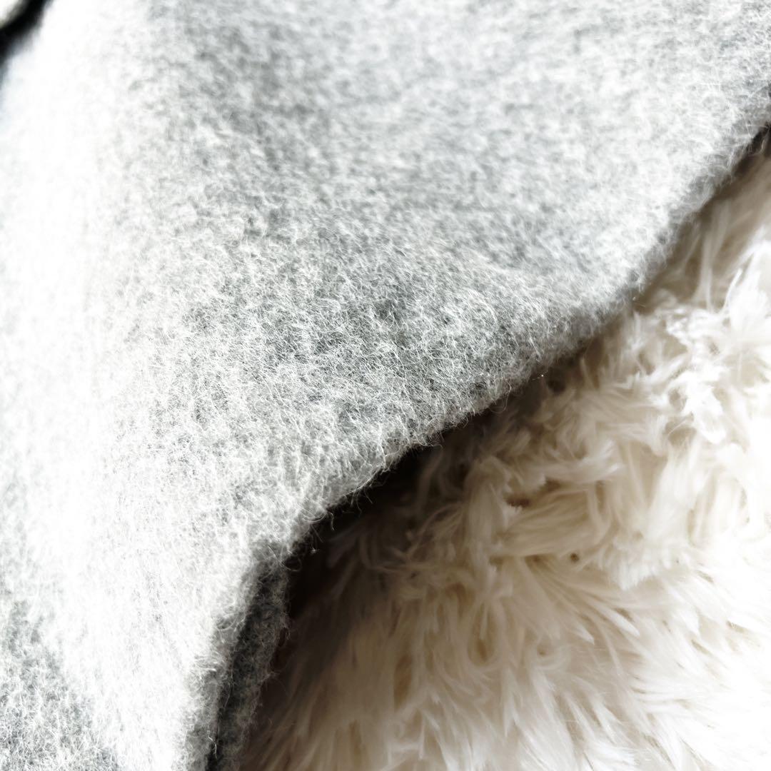 新品　サファイヤミンクファー付き アルパカウールコート グレー 日本製 66万円