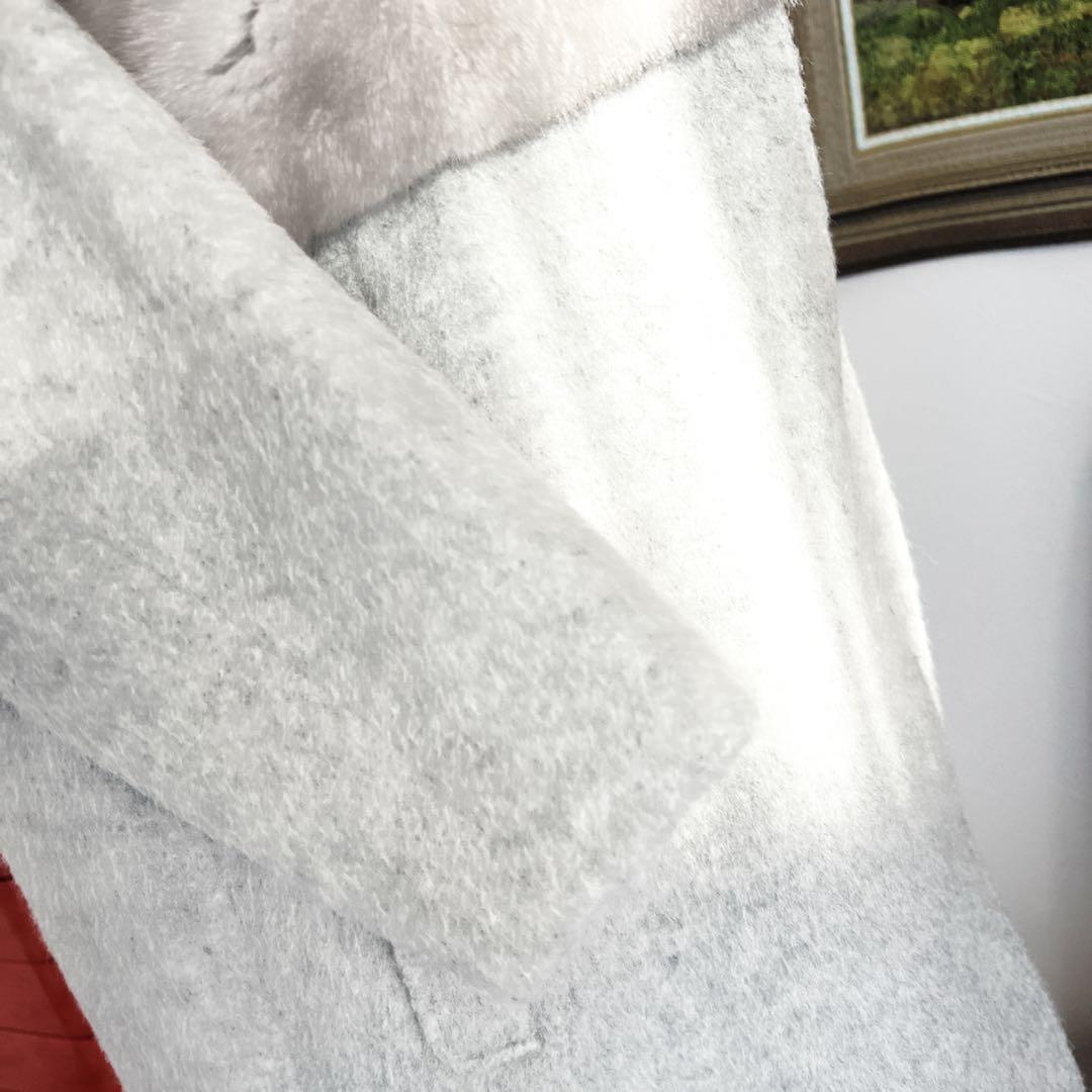 新品　サファイヤミンクファー付き アルパカウールコート グレー 日本製 66万円