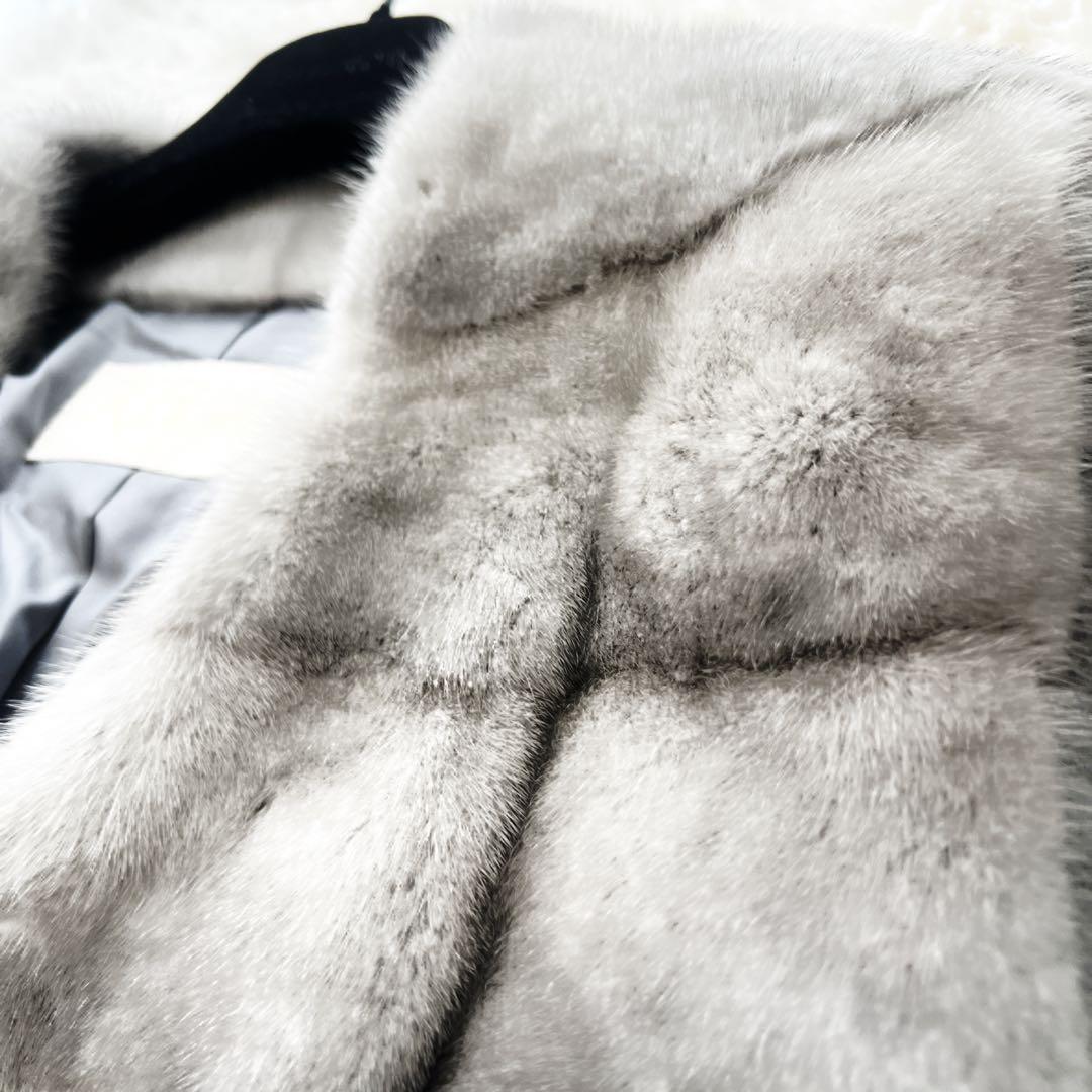 新品　サファイヤミンクファー付き アルパカウールコート グレー 日本製 66万円