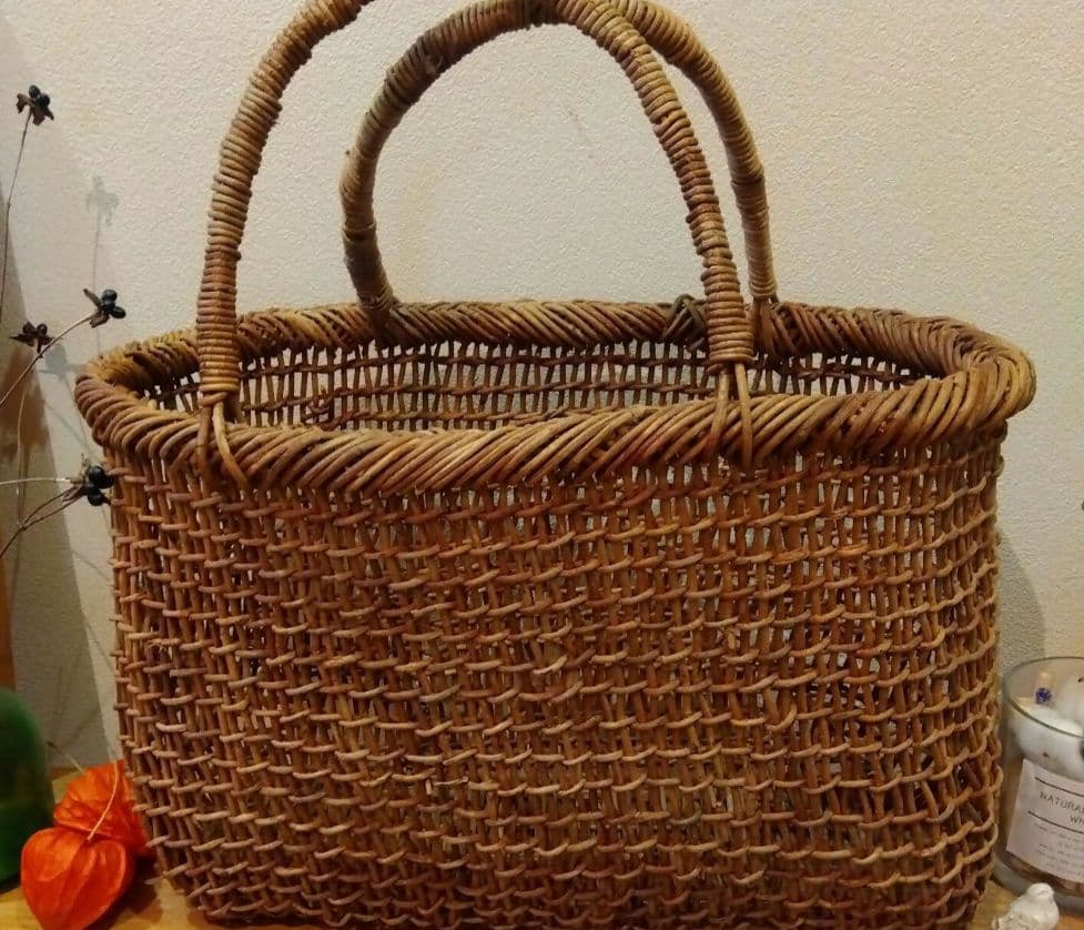 あけび　こだし編み　ブラウンかごバッグ　秋田
