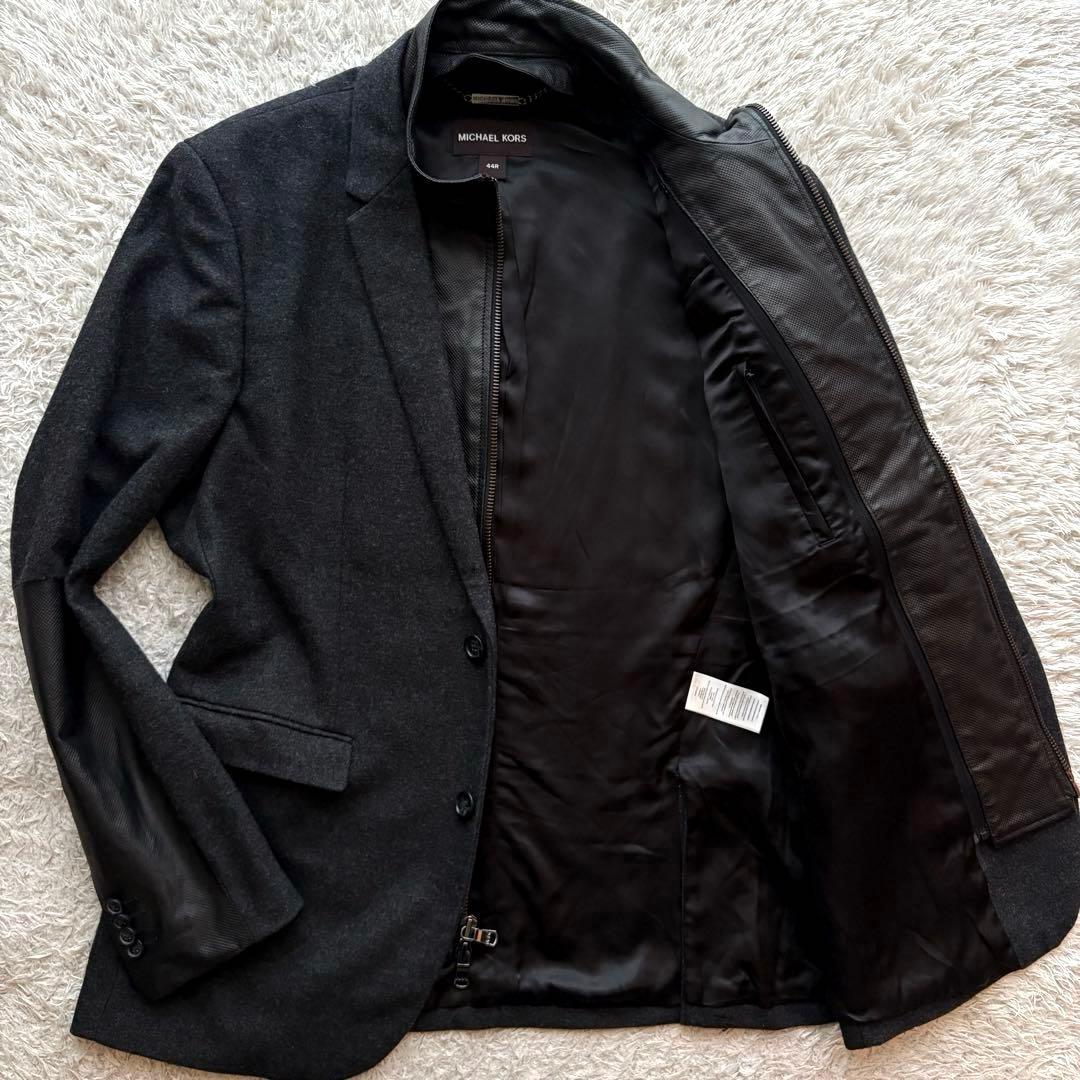 ★希少 2XL★ MICHAEL KORS ジャケット 羊革 レイヤード 灰色