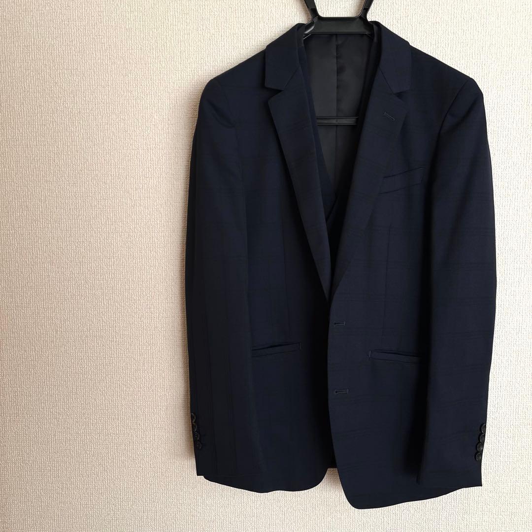 【美品・送料無料】SUIT SELECT スリーピース Y4 ネイビー チェック