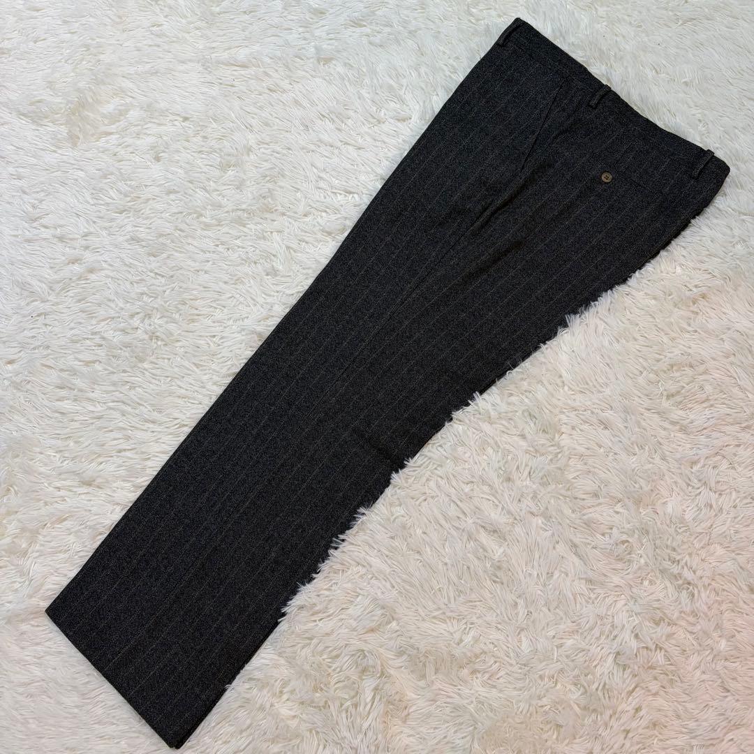 【美品】ゼニア セットアップ カシミヤ混 ヘリンボーン チャコール ストライプ