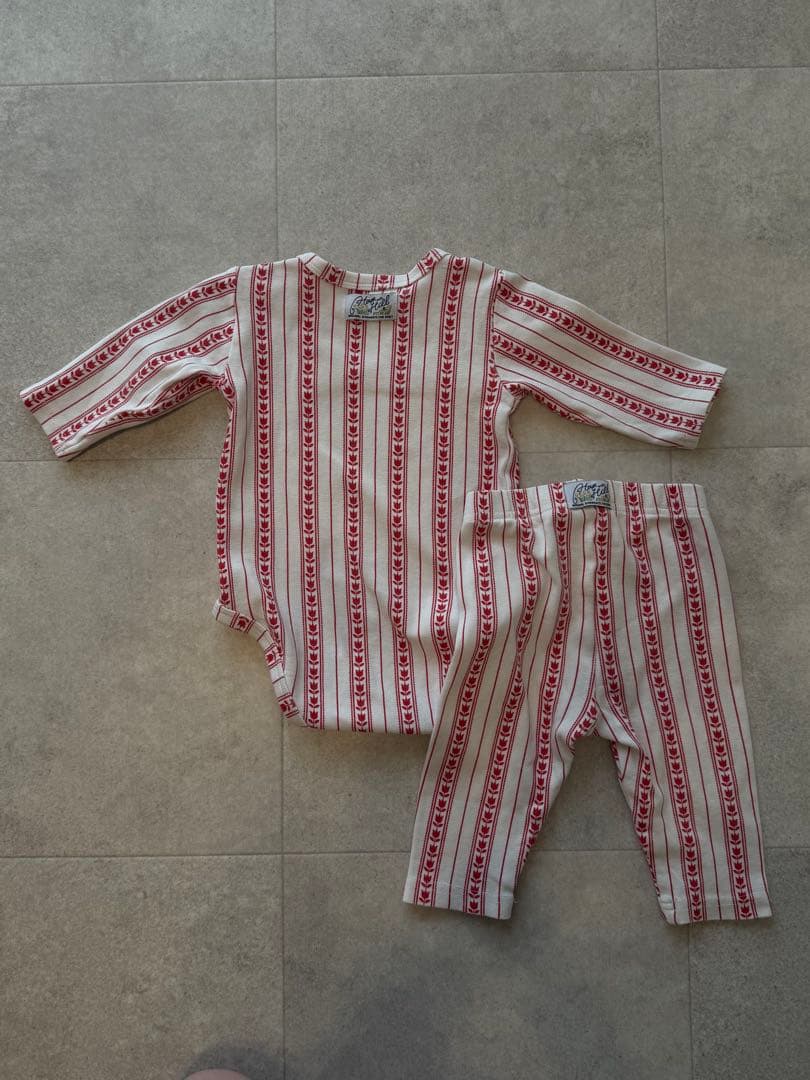 house on the hillストライプロンパース・パンツセット 70