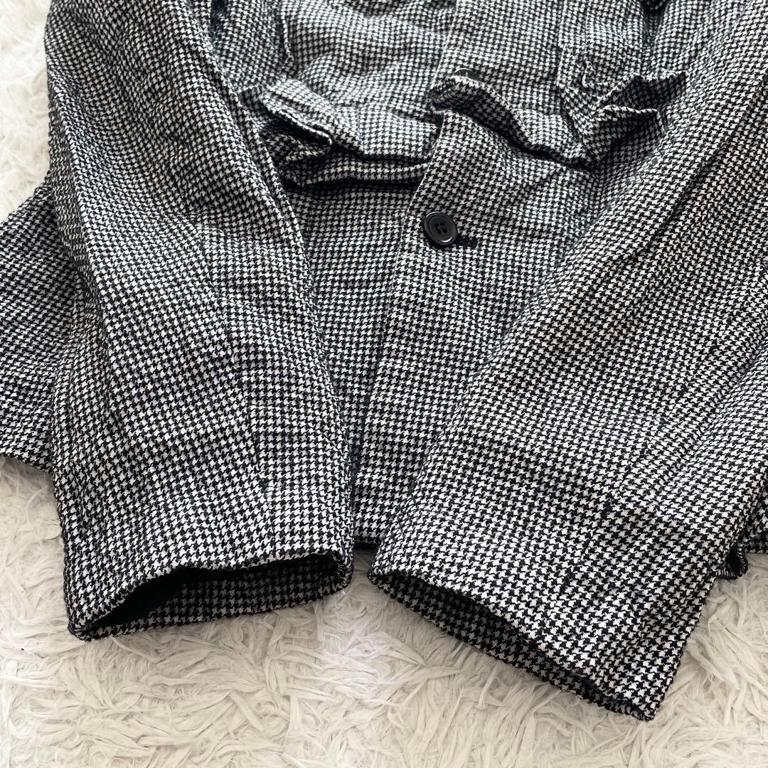 コムデギャルソン AD2011 ウールポリ 縮絨 千鳥 丸襟ジャケット グレー系