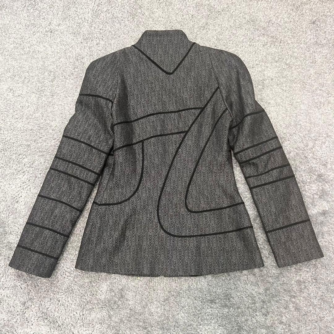 フェラガモ ウール×シルク ジップジャケット ヘリンボーン グレー 40 タグ付