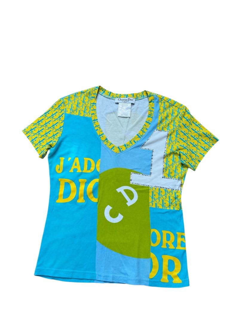 クリスチャンディオール Tシャツ　トロッターか柄　Vネック ガリアーノか期