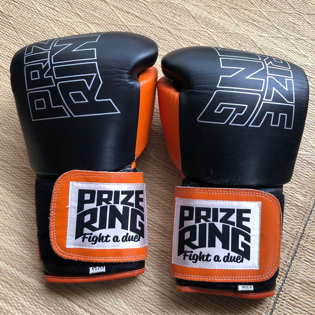 PRIZE RING ボクシンググローブ12ozブラックオレンジ バンテージG付