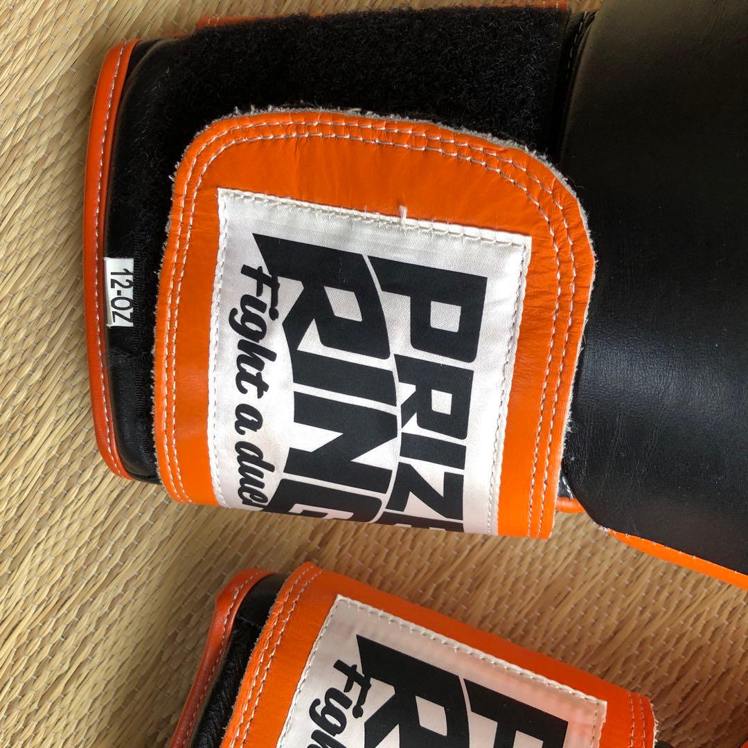 PRIZE RING ボクシンググローブ12ozブラックオレンジ バンテージG付