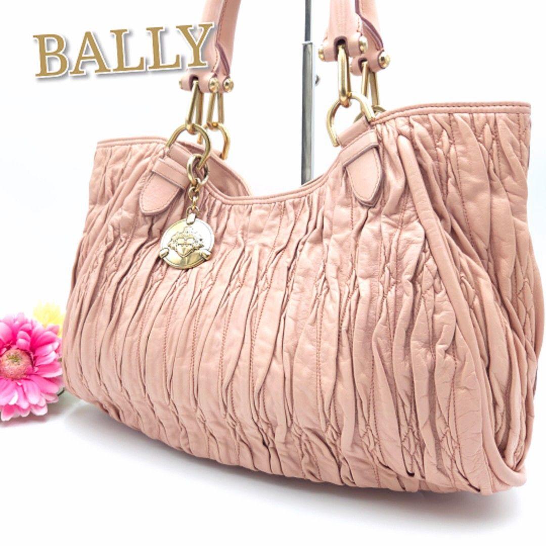 良品✨BALLY ショルダーバック トートバッグ ギャザー ロゴチャーム レザー