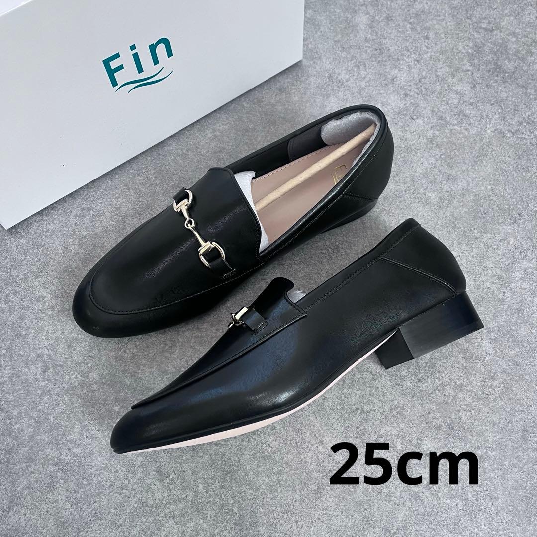 【新品半額】Fin本革ビットローファー25cm黒