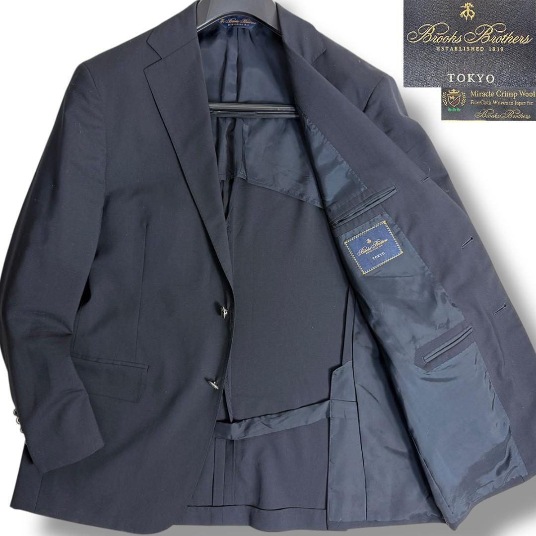 J7200 美品 ブルックスブラザーズ TOKYO FIT銀ボタン紺ブレザー