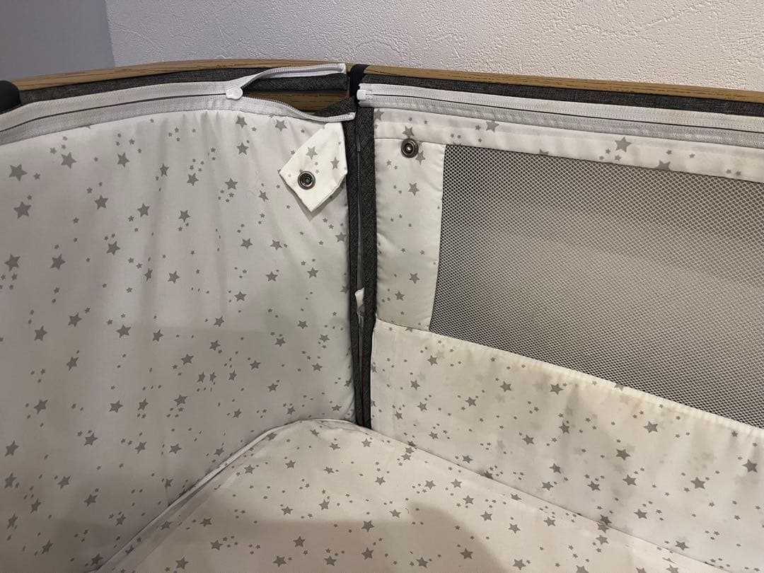 HZDMJ ベビーベッド グレー 収納付き