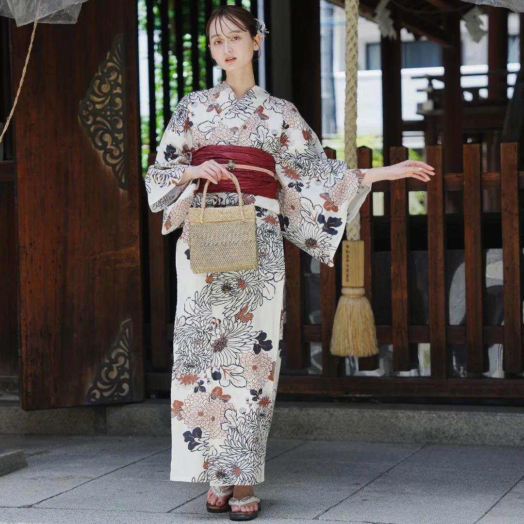 utatane ブラウンの菊づくし 浴衣・帯・下駄セット 即購入可◎早い者勝ち!