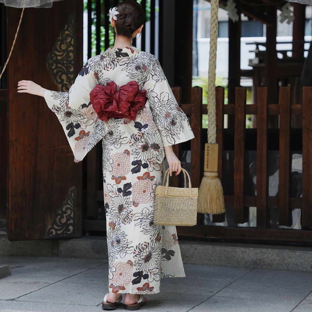 utatane ブラウンの菊づくし 浴衣・帯・下駄セット 即購入可◎早い者勝ち!