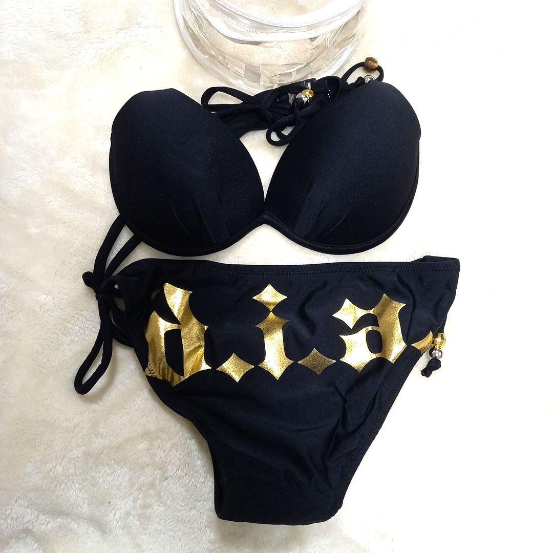 ブラック ゴールドロゴ セパレート水着