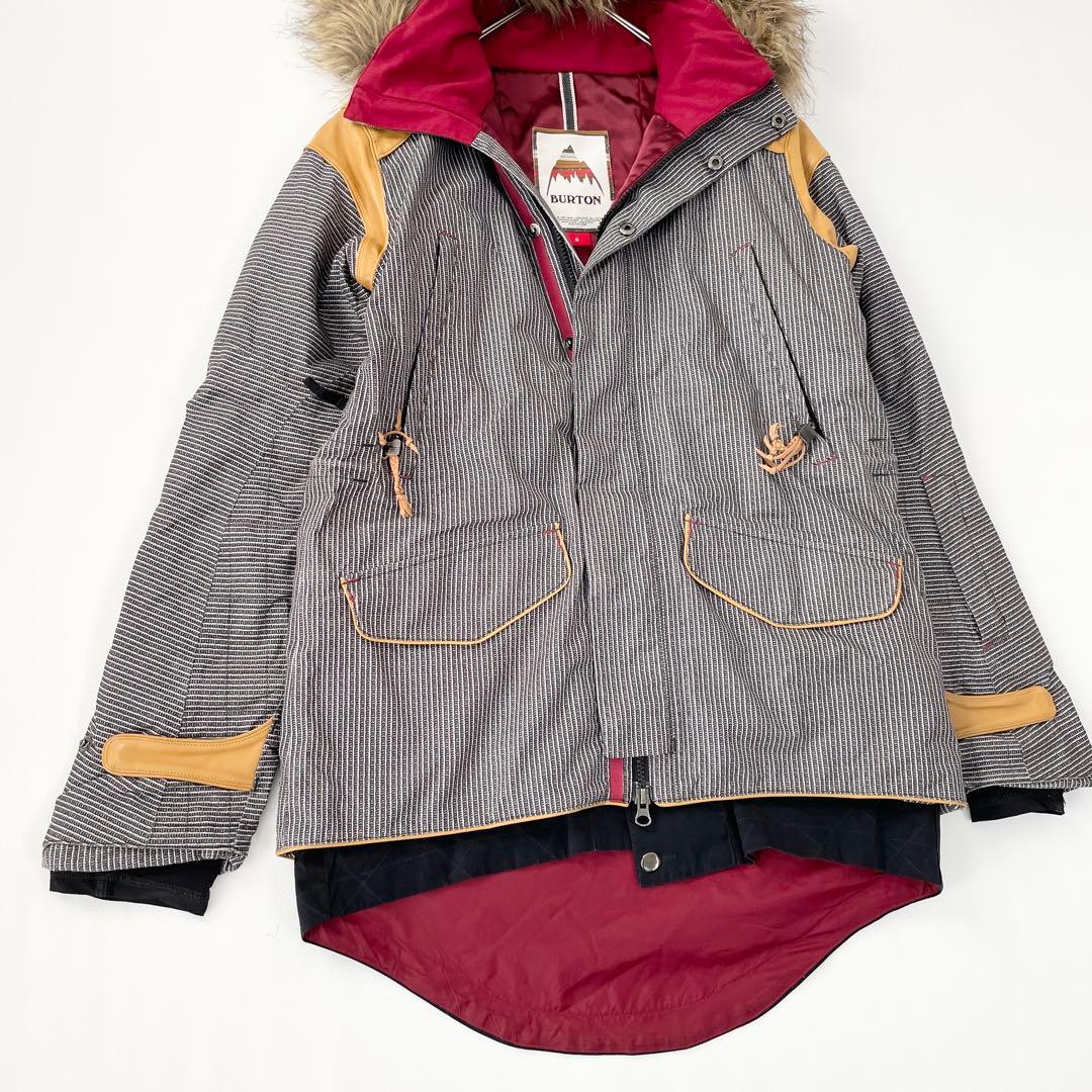 4462 バートン ジャケット スノボウェア レディース ストライプ ファー付き