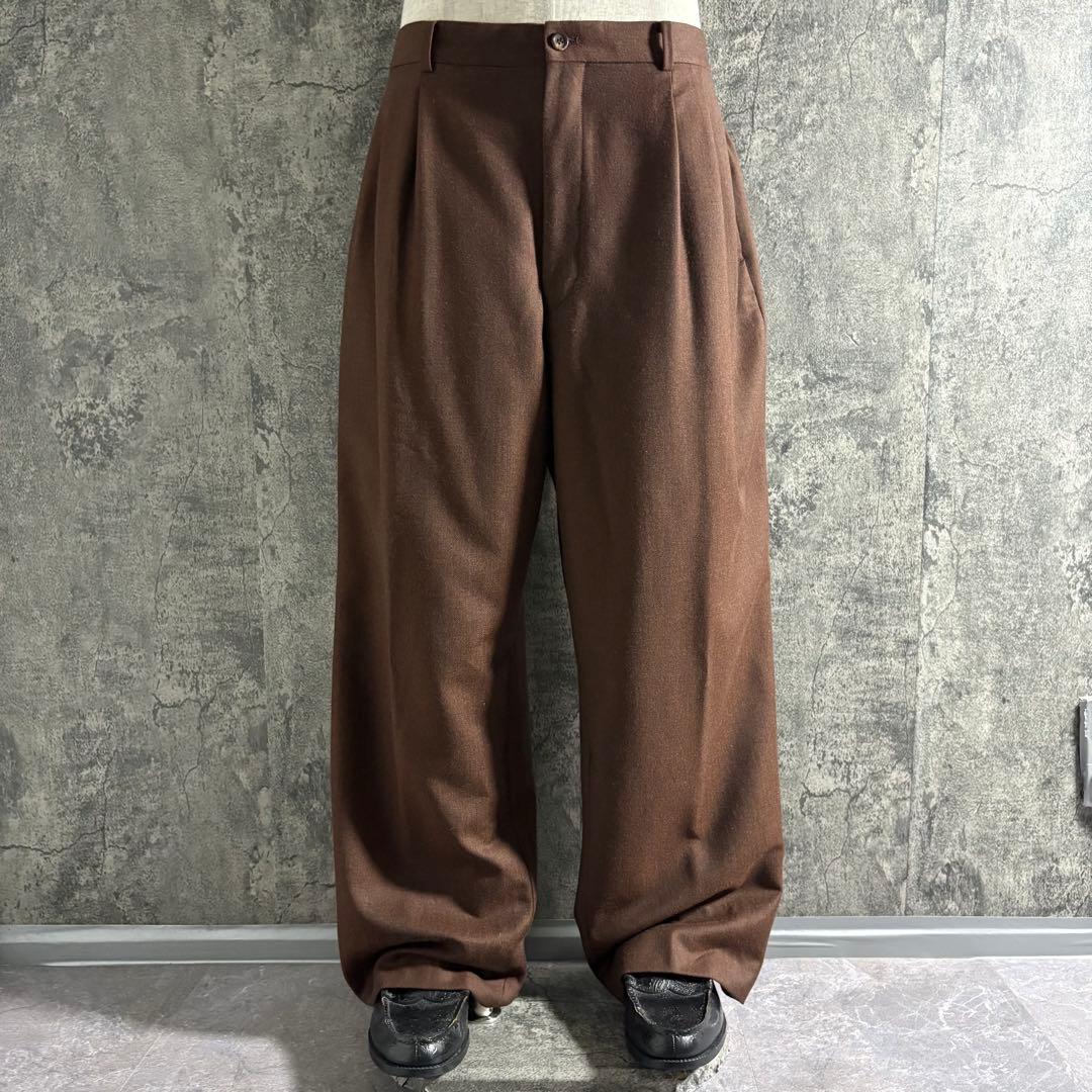パンツ PAPAS wool cashmere 3tuck wide slacks XL
