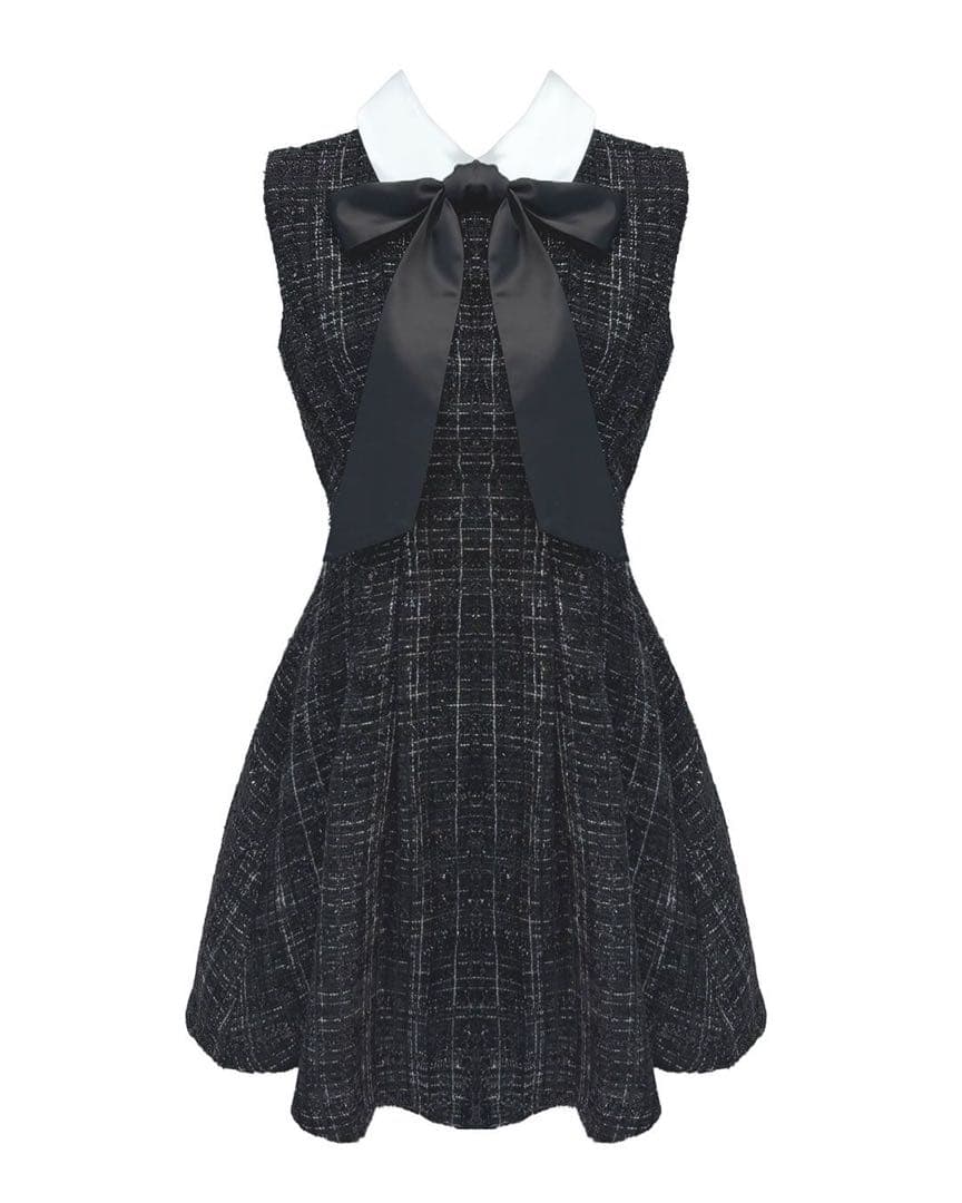 【完売品】XS リボンツイードミニワンピース ミシェルマカロン 数時間着用