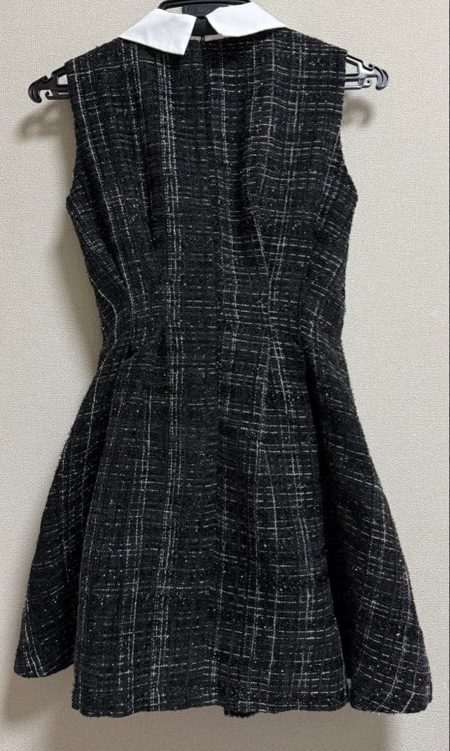 【完売品】XS リボンツイードミニワンピース ミシェルマカロン 数時間着用
