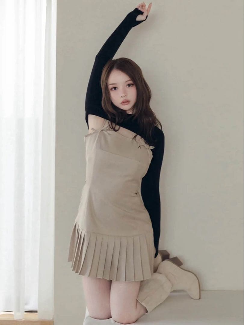 Andmary Karen knit set mini dress ベージュ