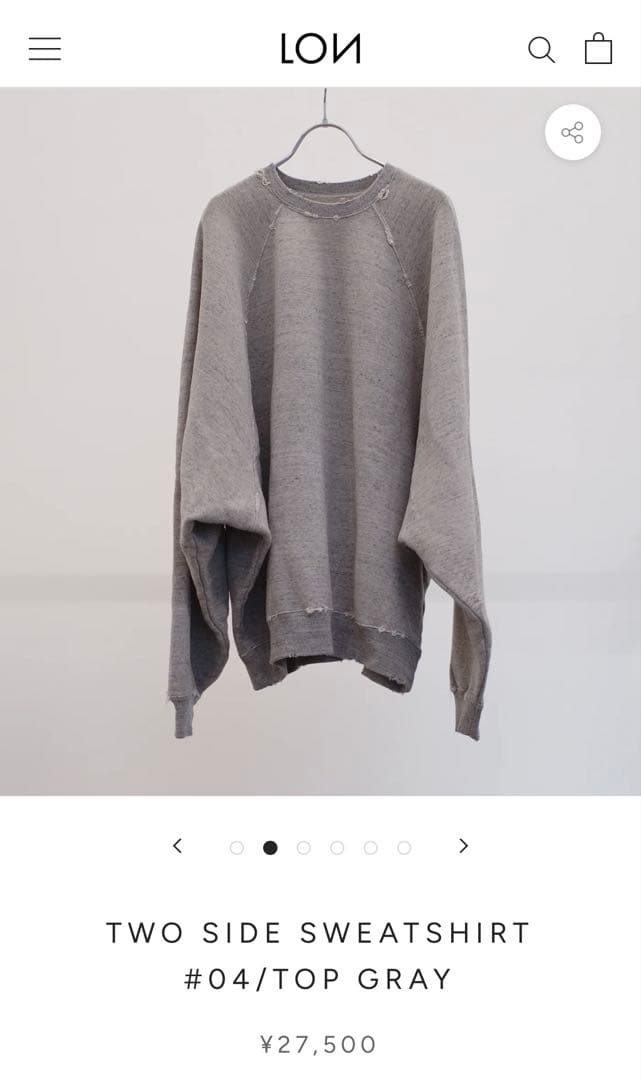 トップス LON TWO SIDE SWEATSHIRT #04 TOP GRAY