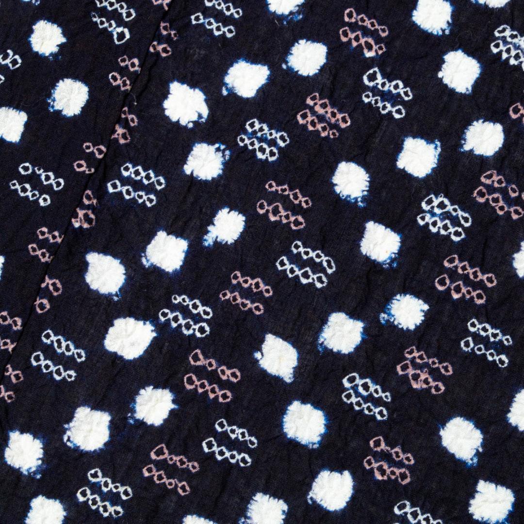 浴衣 有松絞り 市松文 紺 白 ライラック色 木綿 単衣 ゆかた