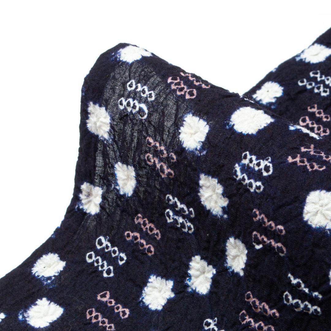 浴衣 有松絞り 市松文 紺 白 ライラック色 木綿 単衣 ゆかた