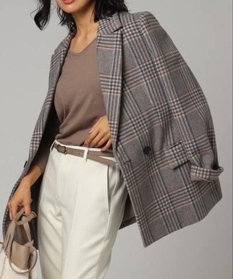 UNTITLED アンタイトル ウールチェック ダブルコート 定価5万円