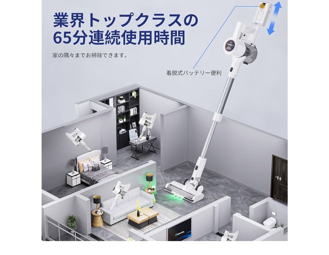 掃除機 コードレス【2026業界初AIホコリ自動検知！75Kpa真の強力吸引力