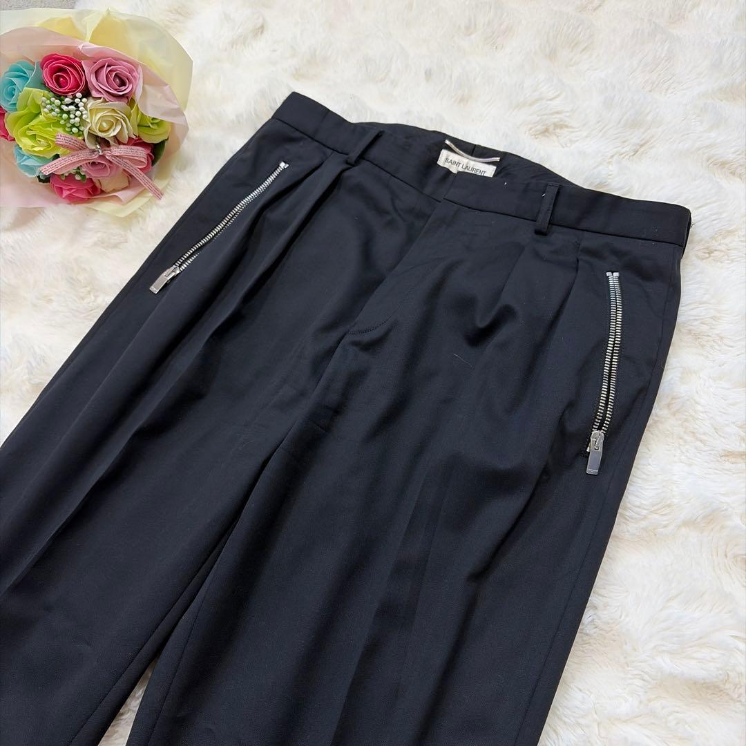 SAINT LAUREN サンローラン 現行 サイトジッパー スラックス L