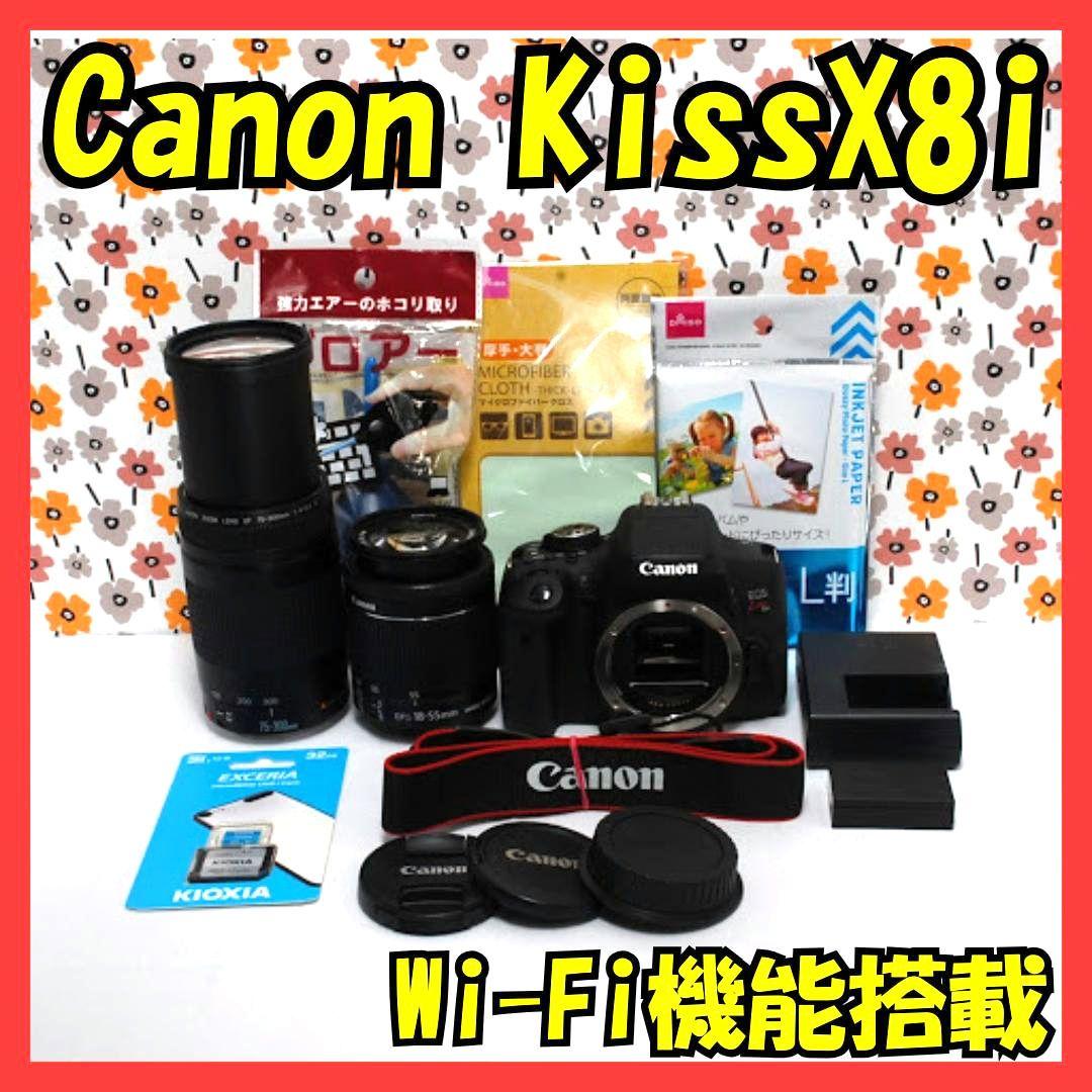 【返品保証】❤ダブルレンズ❤CANON KISS X8i❤Wi-Fi画像転送❤