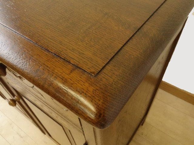 勇峰工芸　雅　花柄キャビネット1100　ナラ材家具　 旭川家具　再塗装済ＵＳＥＤ