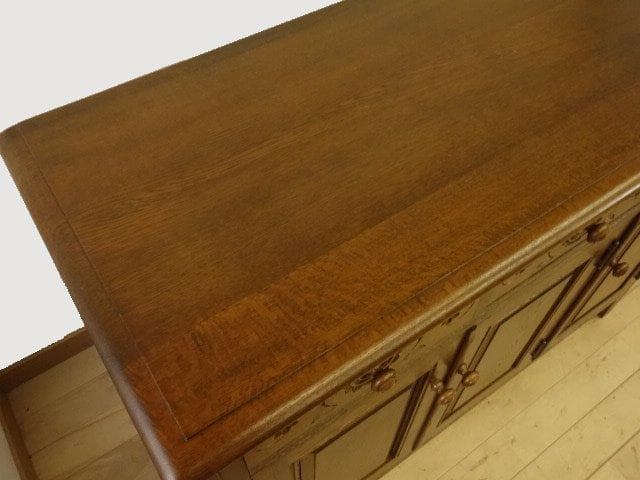 勇峰工芸　雅　花柄キャビネット1100　ナラ材家具　 旭川家具　再塗装済ＵＳＥＤ