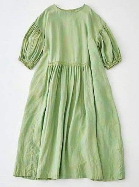 ネストローブ先染めヘンプ 2wayワンピース グリーン きれい色 差し色 春