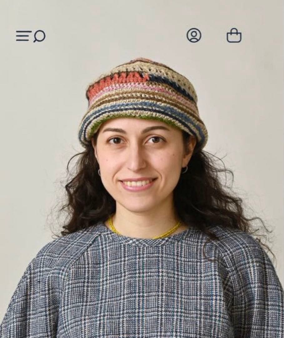 45R 2026年1月購入　ラグ編みリネンのニットキャップ