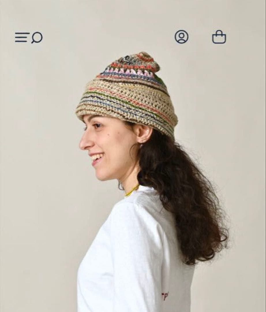 45R 2026年1月購入　ラグ編みリネンのニットキャップ