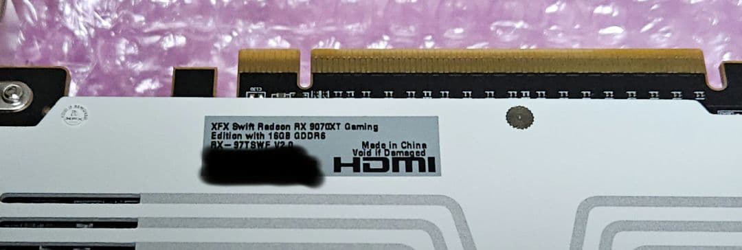 XFX Swift Radeon RX9070XT ホワイト