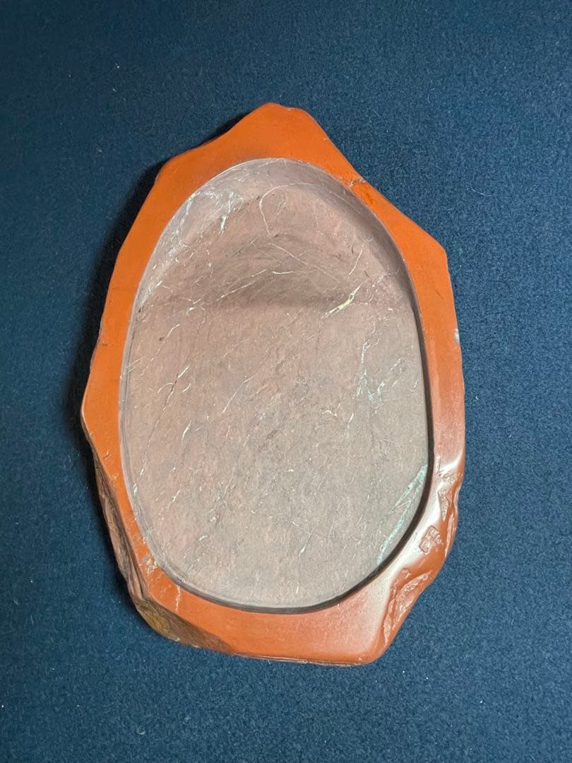 【墨研】紫雲名石硯◆佐藤鉄三郎作「自然石硯」◆使用品◆書道具 文房四宝 和硯