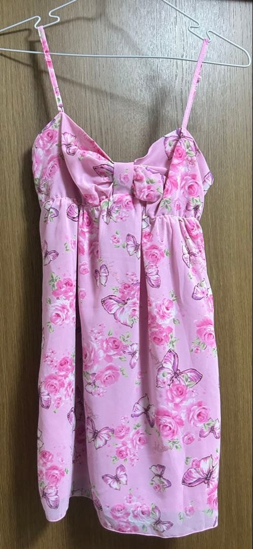 MA＊RS 薔薇蝶柄サテンワンピース Y2Kファッション 平成ギャル