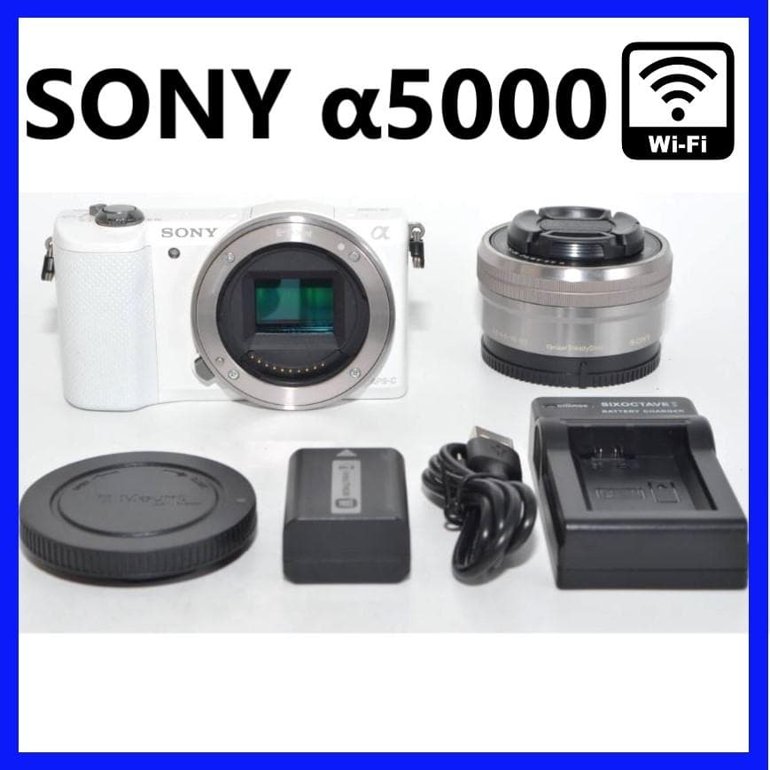 Wifi転送✨ SONY α5000 セット ホワイト ミラーレス一眼 デジカメ