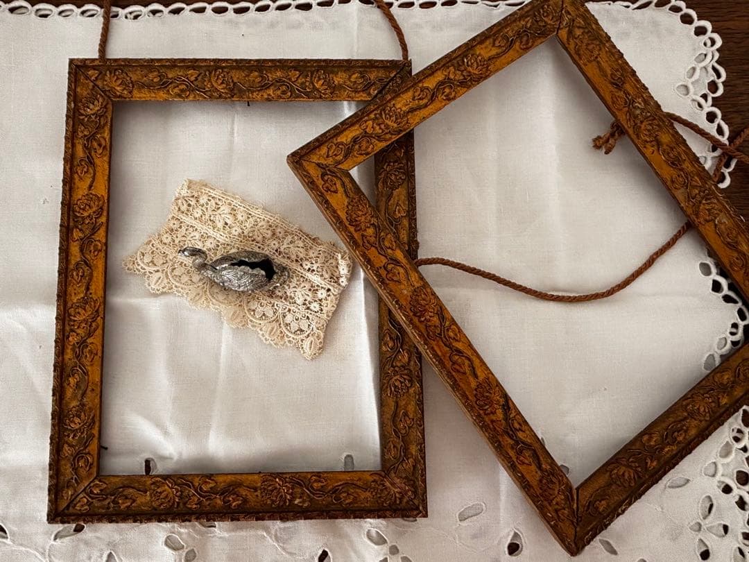 フランスアンティーク　フレーム　枠のみ　2個セット　木製　ブロカント