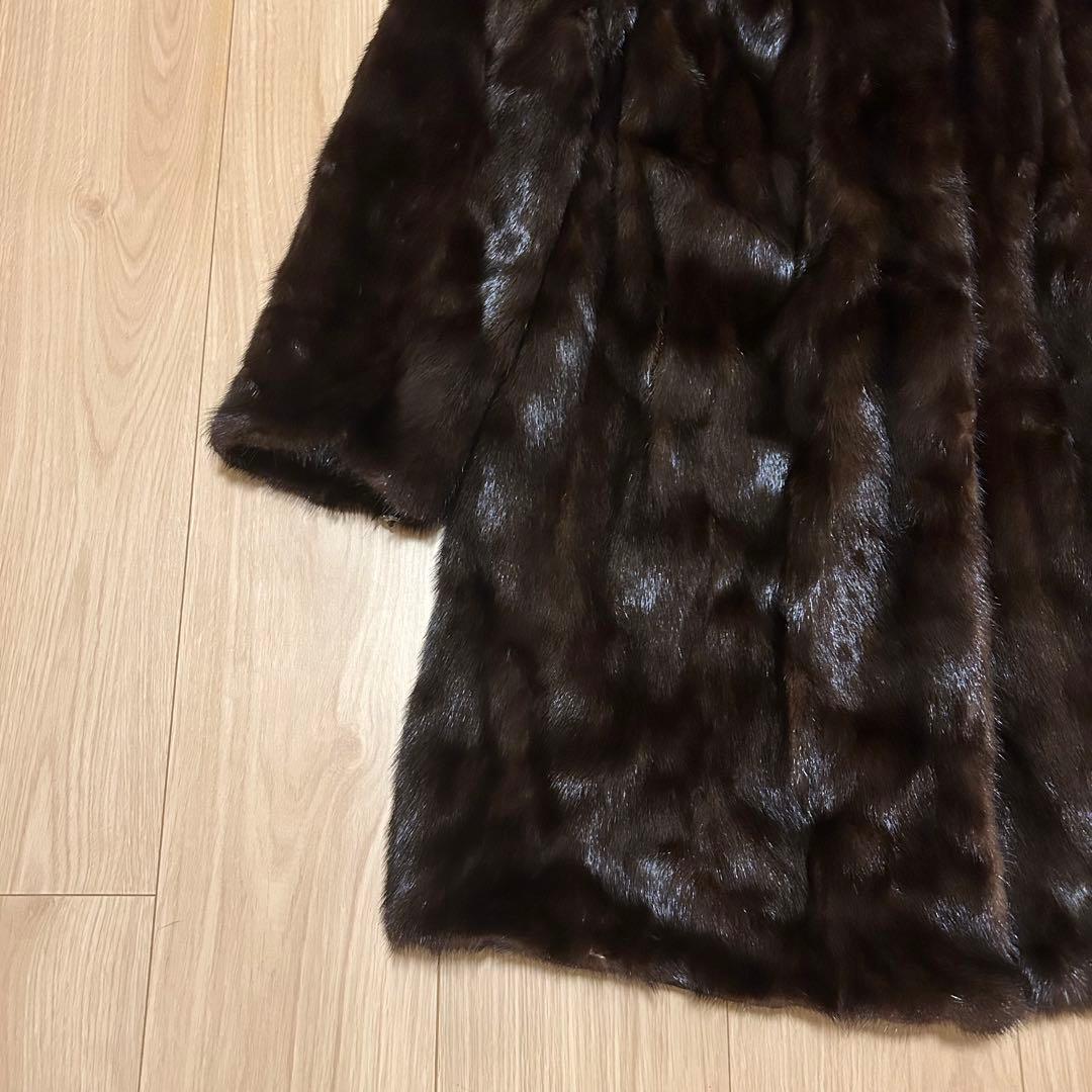 【最上級】ミンク　ロングコート　毛皮　コート　ファー　美品　フード付　O