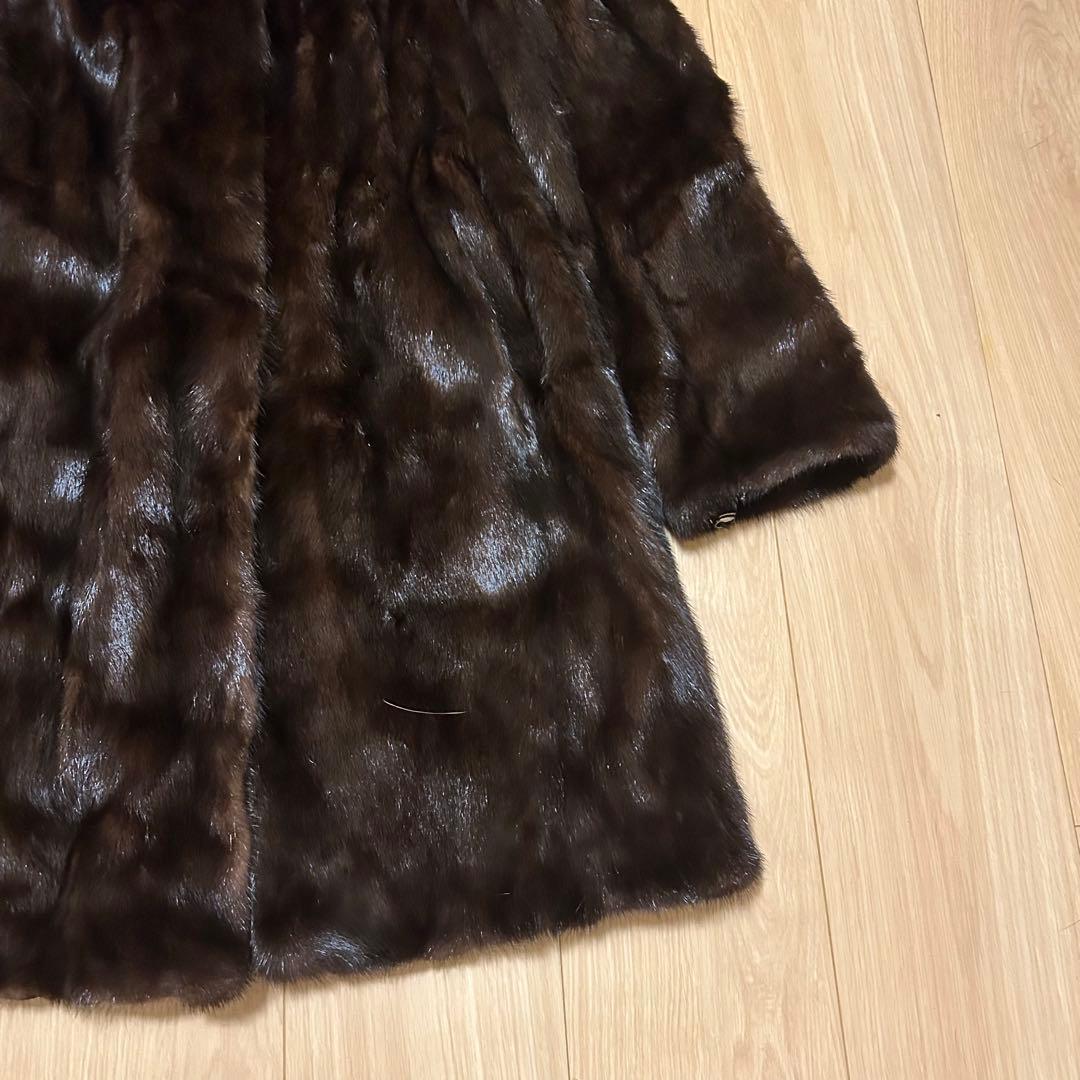 【最上級】ミンク　ロングコート　毛皮　コート　ファー　美品　フード付　O