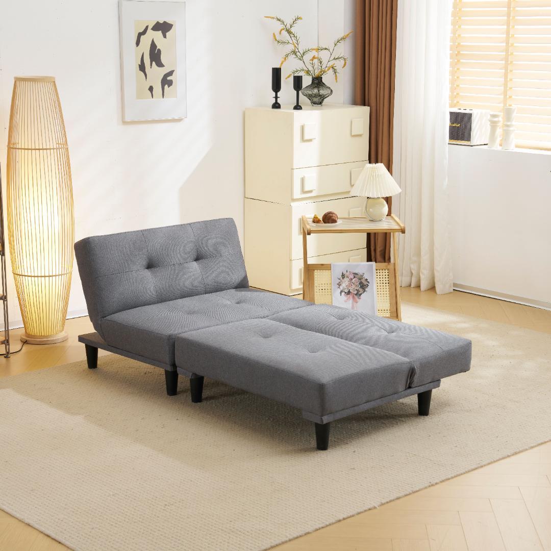 超人気！ソファ ベッド ロータイプ 2人 背もたれ3段階 お手入れ簡単 Grey